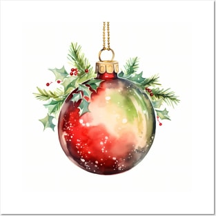 Christmas Bauble in Warm watercolor tones Posters and Art